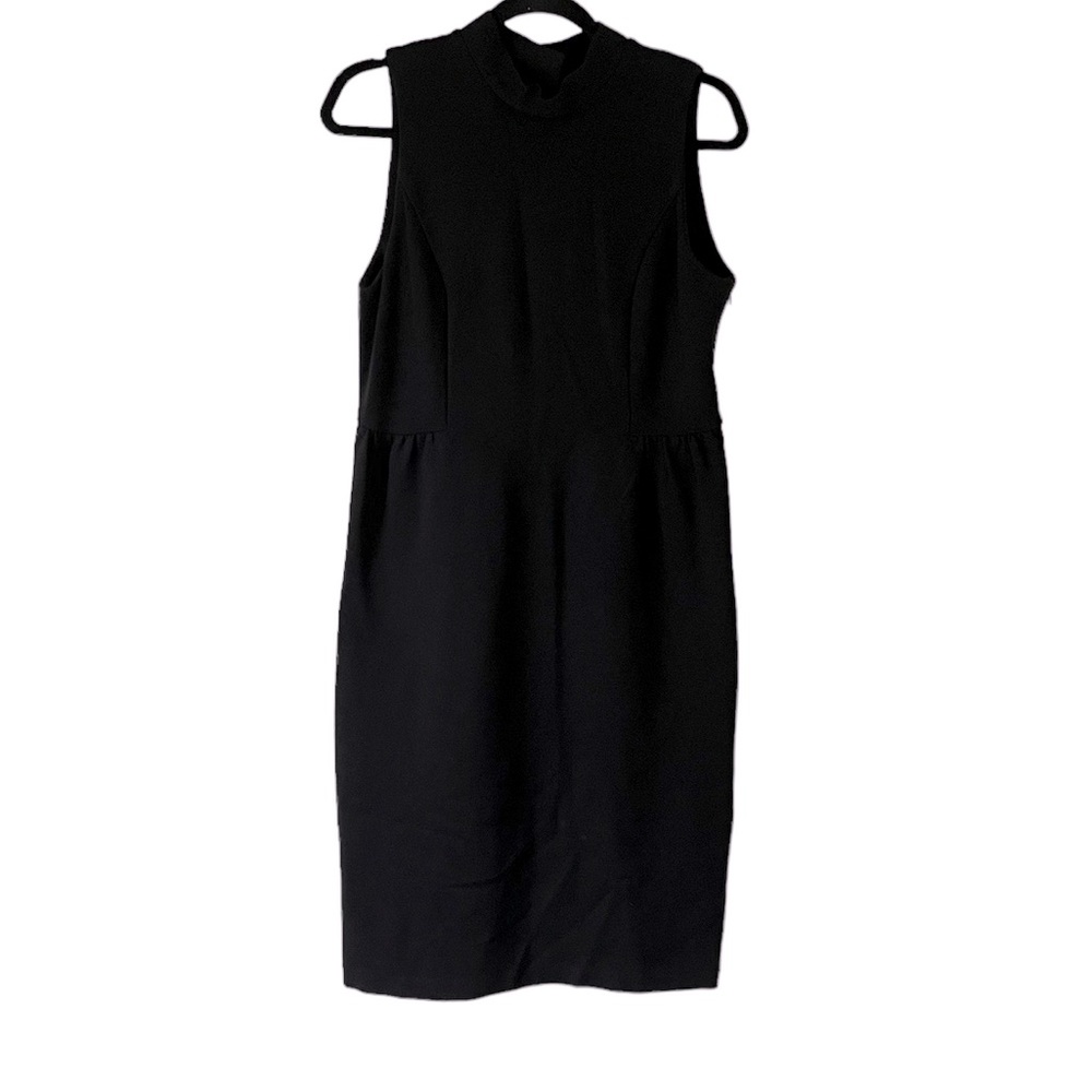 Banana Republic mock neck black midi length sleeveless dress size 14